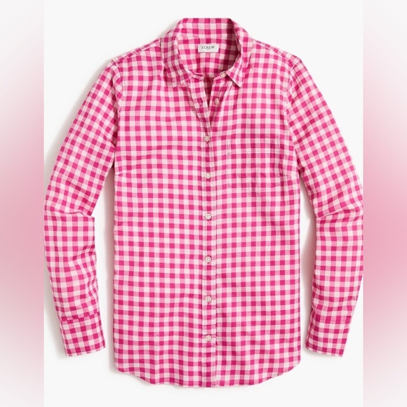 J. Crew Tops - Pink Gingham J Crew Button-Up Shirt